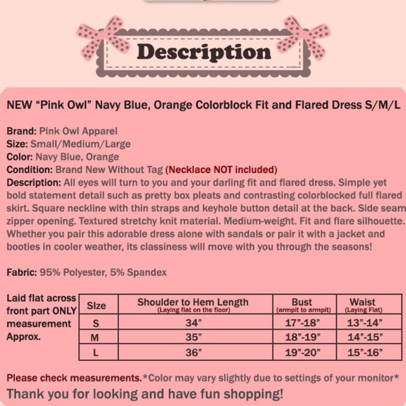 ☝️Last☝️ Navy Blue Orange Fit Flared Skater Dress - Picture 7 of 7